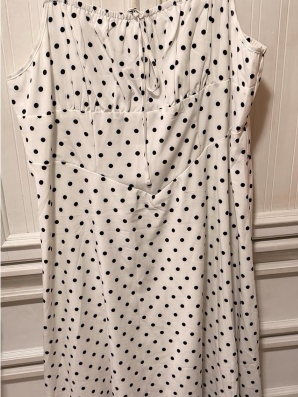 SHEIN White Midi Dress with Black Polka Dots